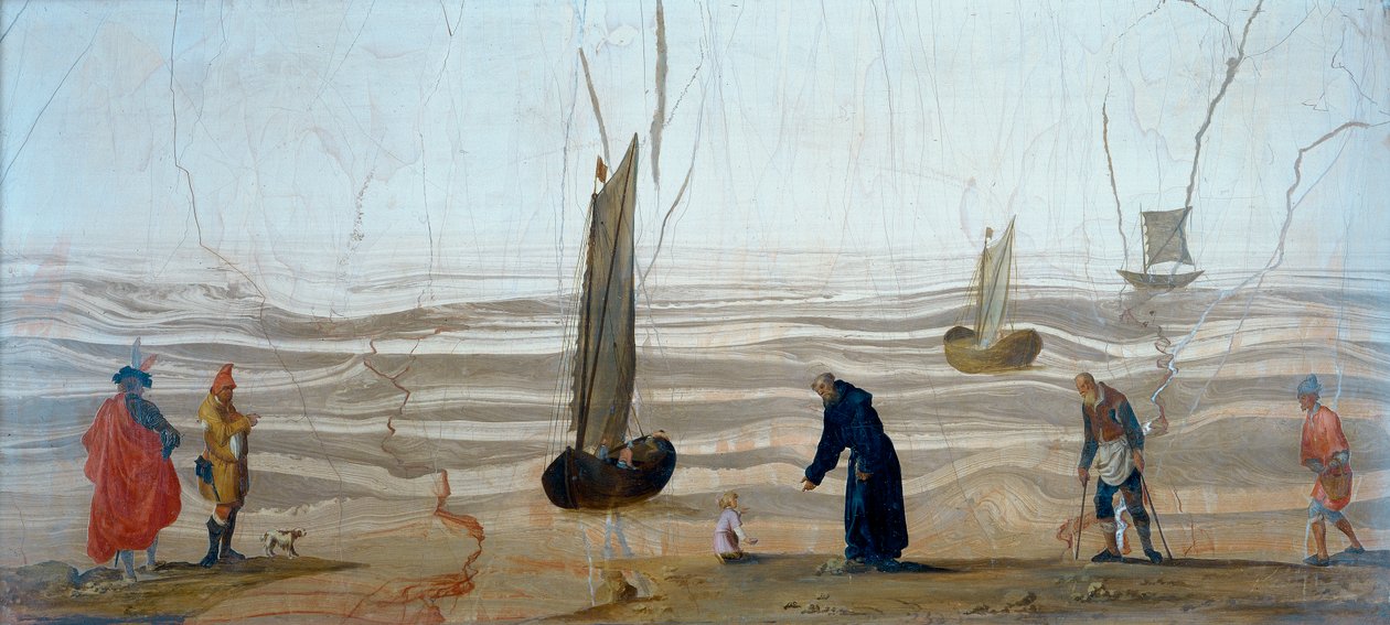 رسم على الحجر يصور رؤية القديس أوغسطين بواسطة غير معروف