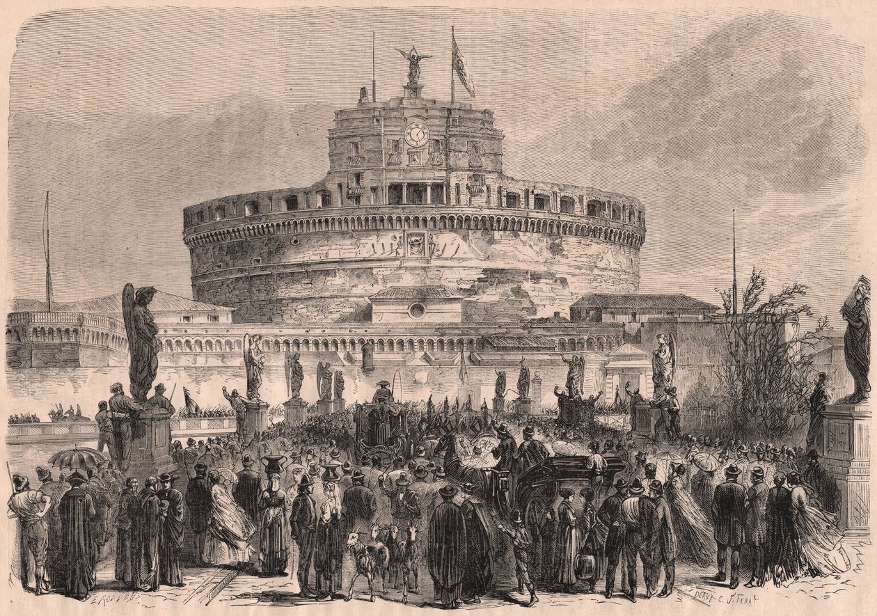 منظر لقلعة القديس أنجيلو (Castel SantAngelo) روما ، إيطاليا بواسطة غير معروف