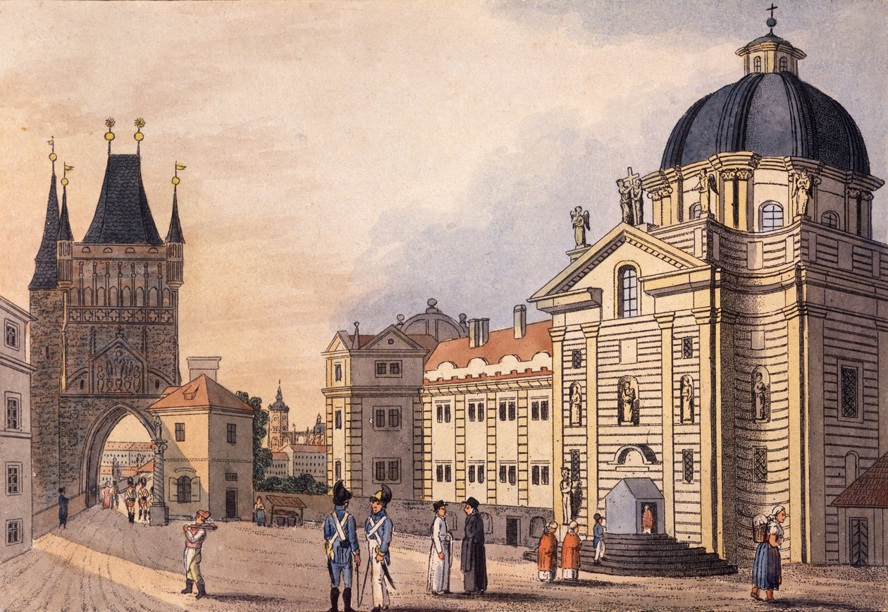 Krizovnicke namesti (ساحة فرسان الصليب) ، براغ ، c.1810 (النقش الملون) بواسطة 