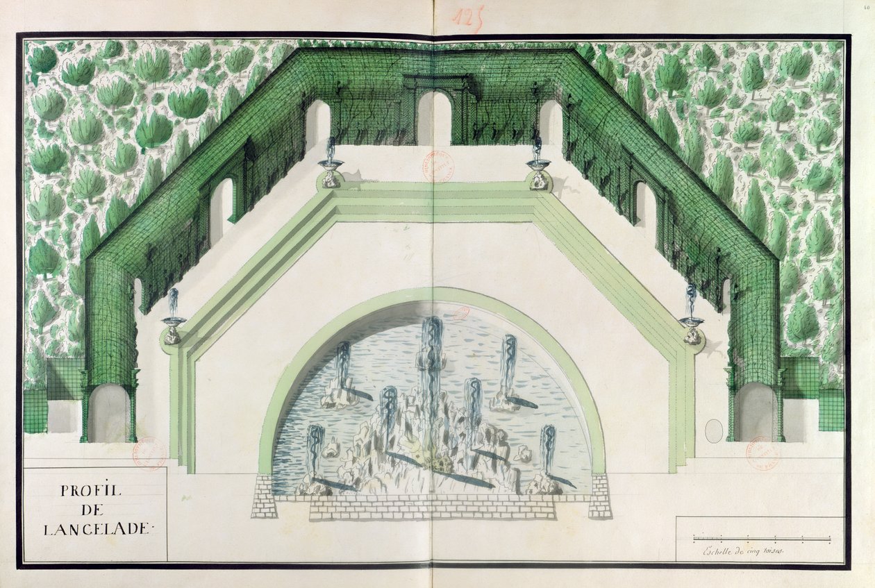 Ms 130740 Design for the Bassin de lEncelade at Versailles (مرحاض على ورق) بواسطة A. and Marsy، G. and B. Le Notre