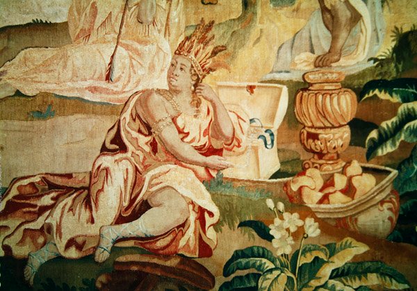 أمريكا ، من نسيج من زوايا العالم الأربعة ، تفاصيل شخصية في المقدمة (تفاصيل 184003) بواسطة أ. بيرتامس