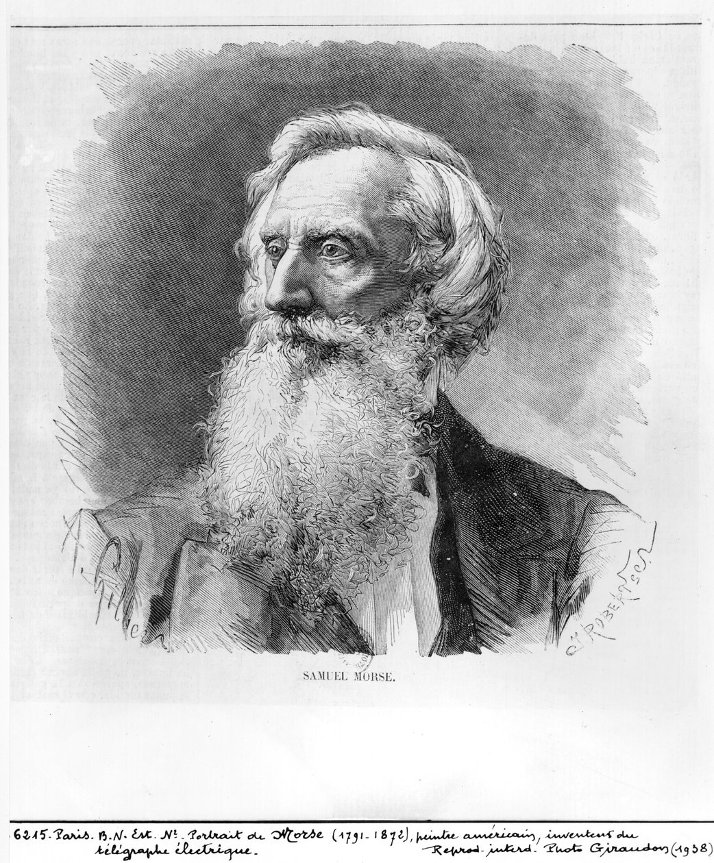 صورة صموئيل مورس (1791-1872) منقوشة بقلم سي روبرتسون (صورة إكسيلوغراف) (وزن صورة) بواسطة أ. جيلبرس
