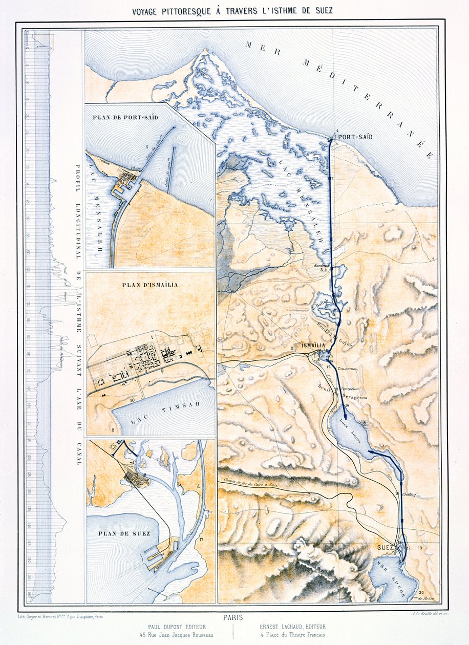 خريطة قناة السويس ، ص 1870 بواسطة A. Le Bealle