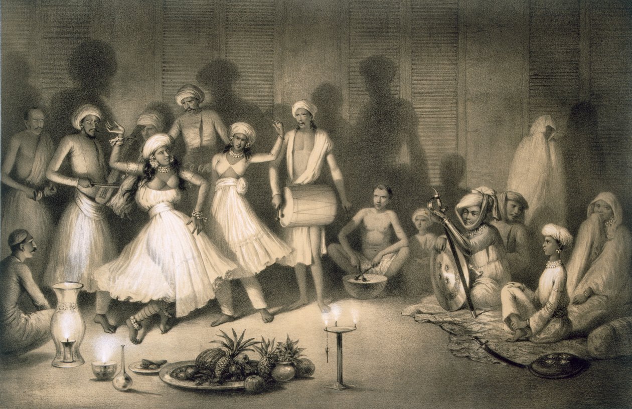 رقص بنات Nautch ، من "Voyages in India" ، حانة. بواسطة سميث ، Elder und Co. ، 1858 بواسطة أ. سولتيكوف