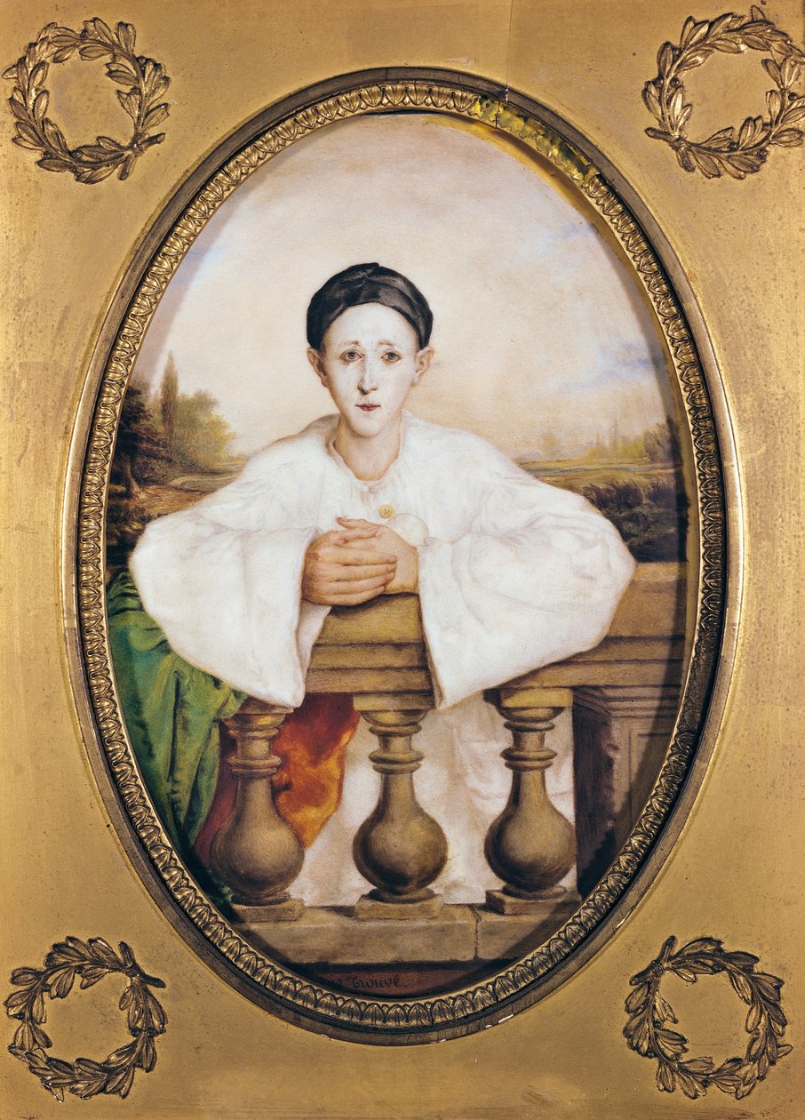 صورة لغاسبارد ديبوراو (1796-1846) مثل Pierrot ، c.1815 (زيت على الخزف) بواسطة A. تروف