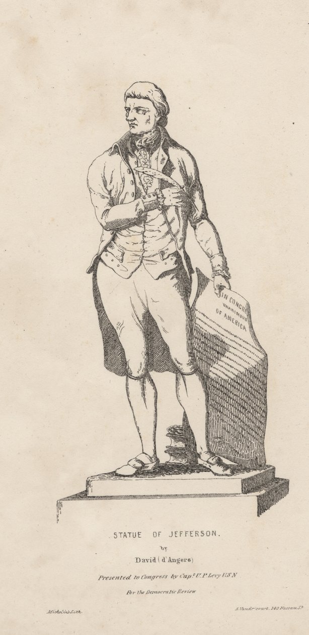 تمثال جيفرسون ، ليثو بواسطة ديفيد ميشلان ، 1840 بواسطة A. de Vaudricourt