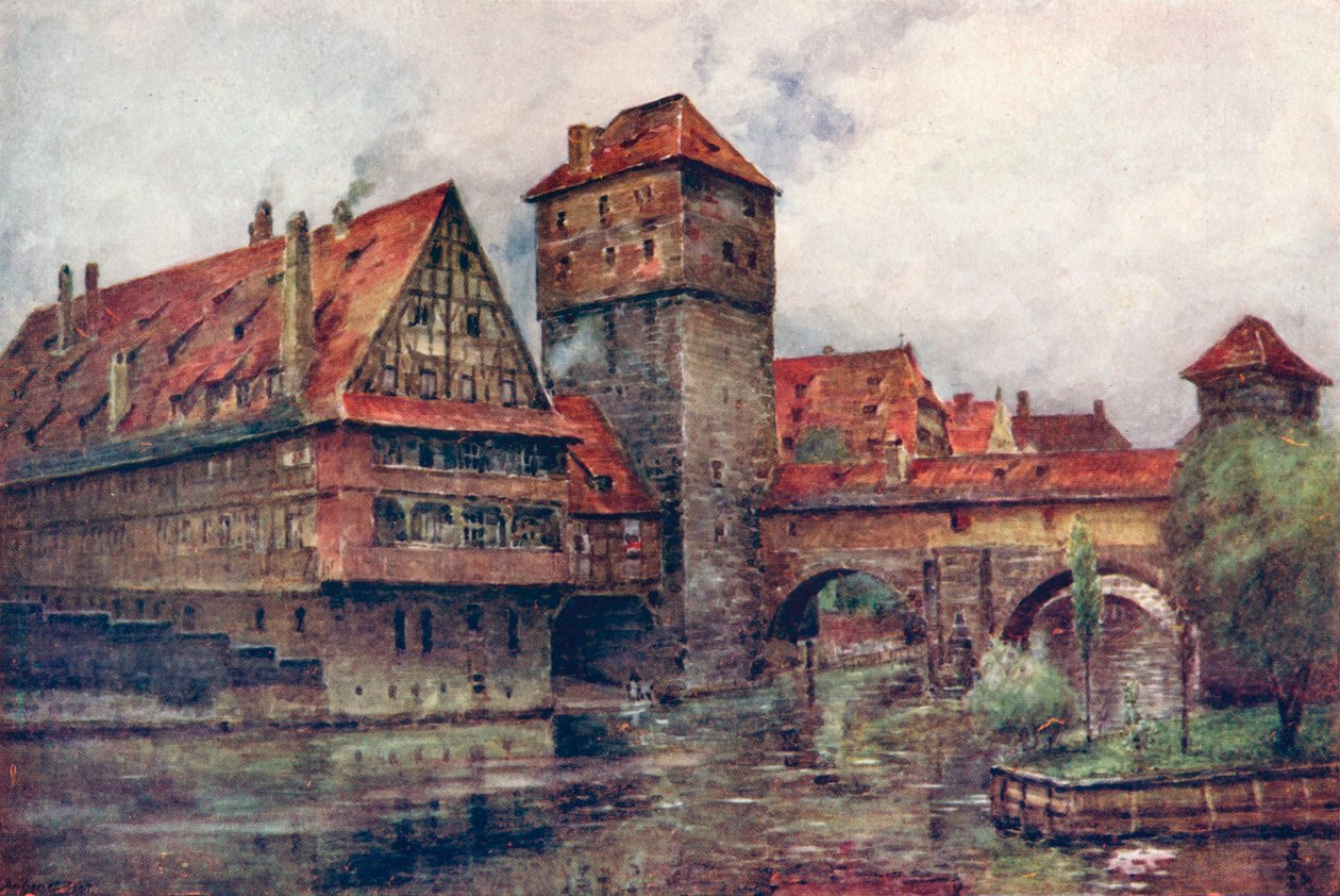 The Henkersteg ، مع Wasserturm ، نورمبرج ، ألمانيا ، c1905 بواسطة AG بيل