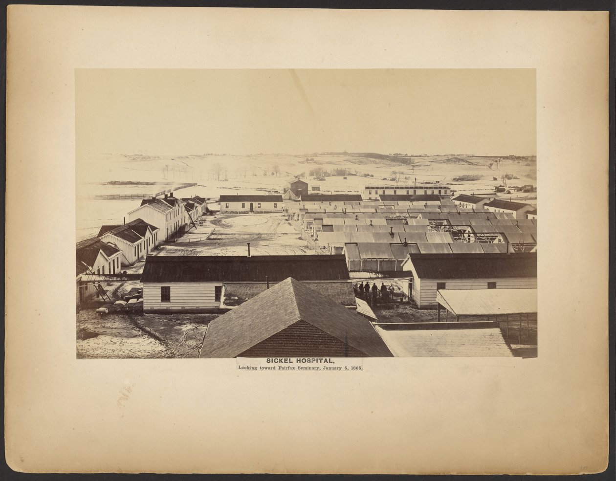 مستشفى سيكل، باتجاه مدرسة فيرفاكس الإكليريكية، 5 يناير 1864. بواسطة AJ Russell