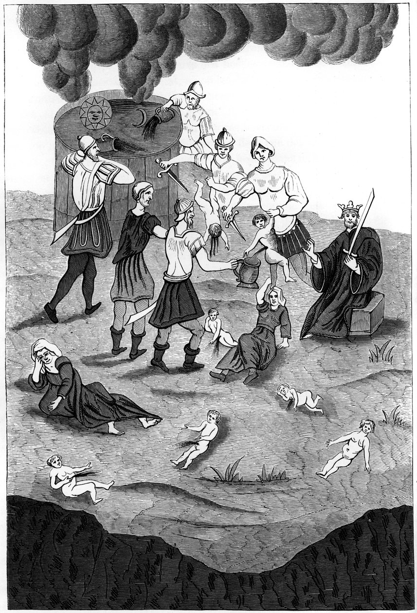 اليهود الذين يأخذون الدم من الأطفال المسيحيين من أجل طقوسهم الصوفية ، 1849 بواسطة أ. بيسون