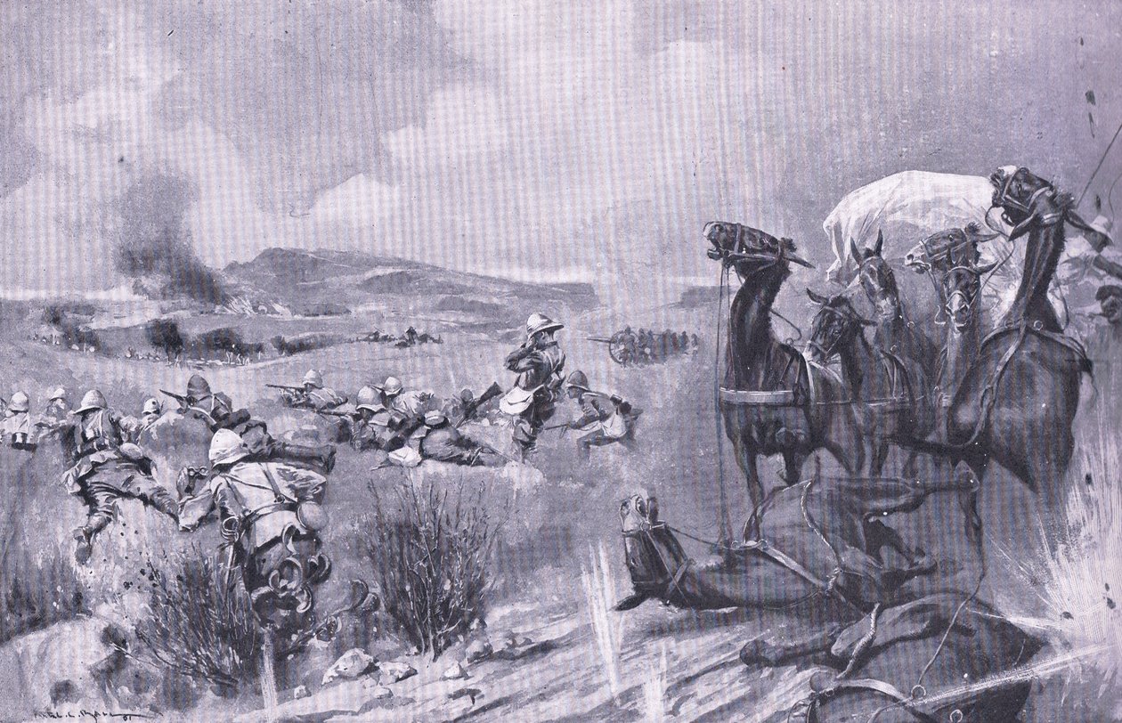 الهجوم على القافلة في بوفلسبورت ، التوضيح من بعد بريتوريا: حرب العصابات ، 1902 بواسطة كرة AC