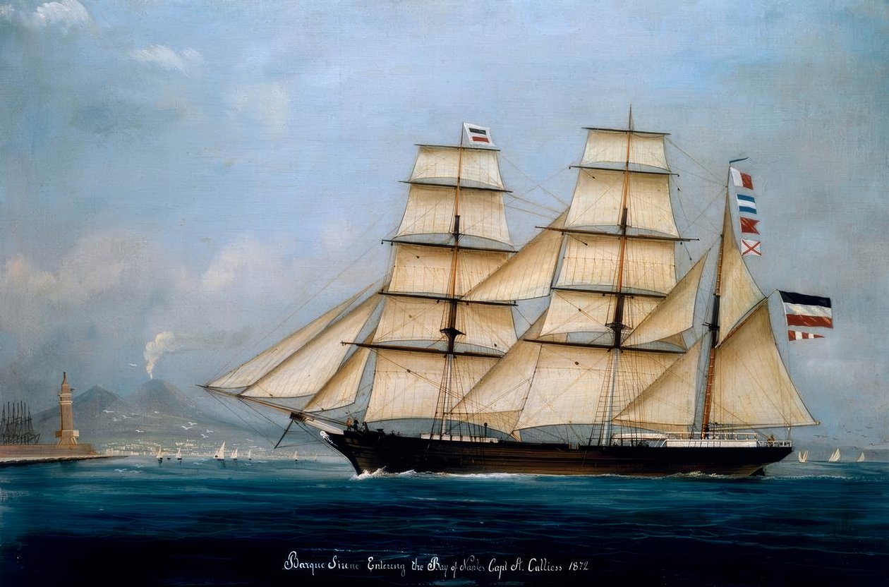 Barque Sirene Entering the Bay of Naples, Capt. A. Calliess بواسطة أ. كاليس
