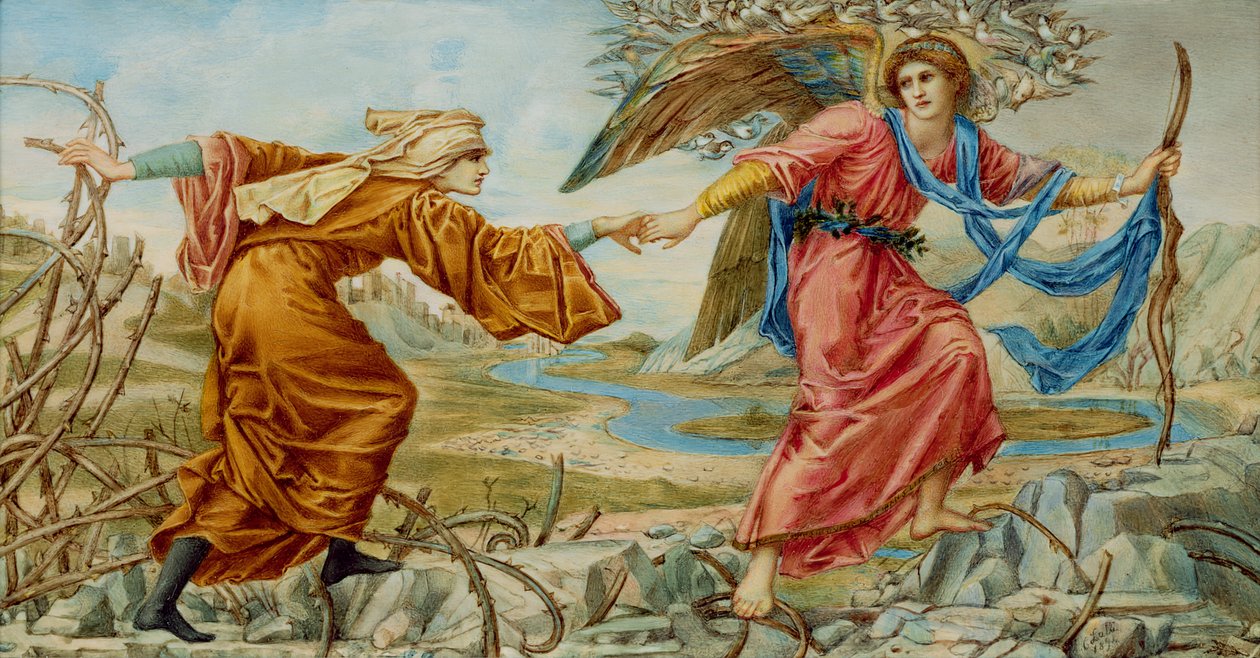 الحب يقود الحاج بعد السير EC Burne-Jones ، 1894 (زيت على العاج) بواسطة أ. كورسي لالي
