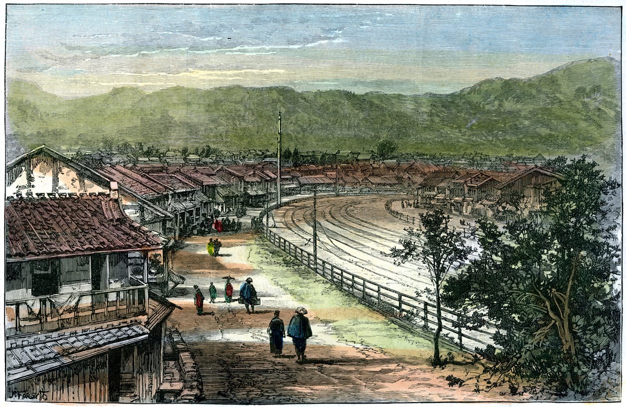 خط سكة حديد بالقرب من كوبي ، اليابان ، 1891 بواسطة أ. فورسيث