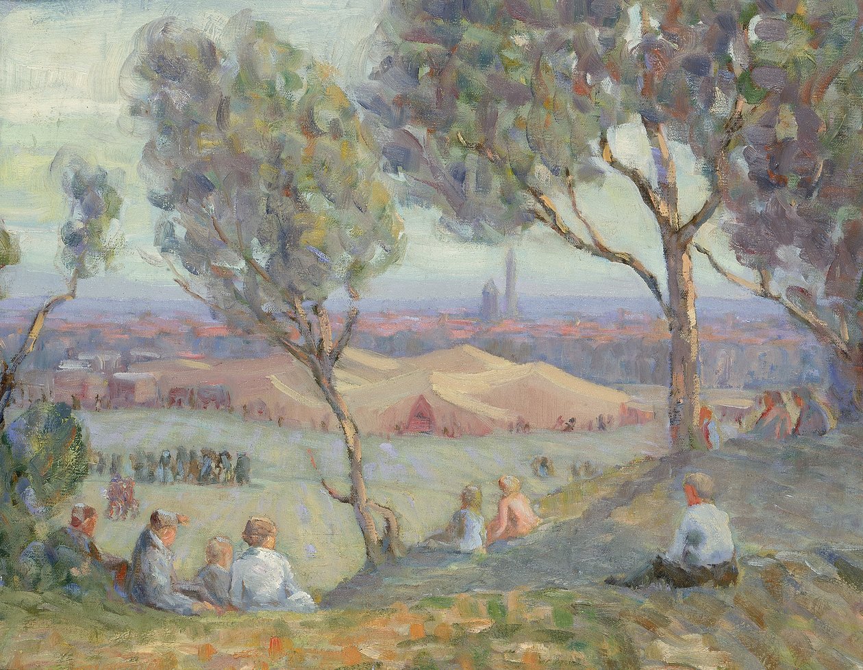 منظر من مرتفعات أرلينغتون ، مع خيام تشاوتاوا ونصب واشنطن التذكاري ... ، كاليفورنيا. 1922. بواسطة دور AHO