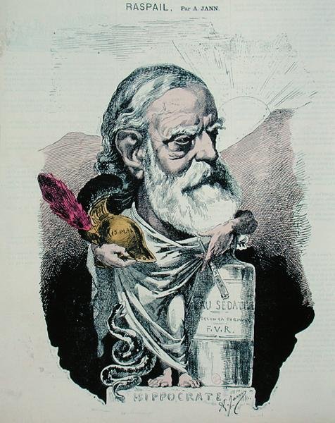 رسم كاريكاتوري لفرانسوا فينسينت راسبيل (1794-1878) حوالي عام 1870 (نقش ملون) بواسطة أ. جان