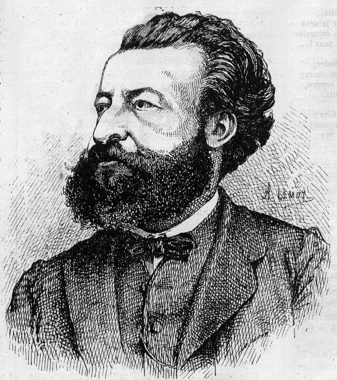 صورة لألريش دي فونفيلي (1833-1911) ، الصحفي والأدب الفرنسي - نقش بواسطة ليموت عام 1870 بواسطة ليموت