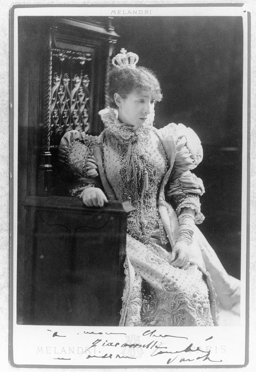 سارة برنهاردت (1844-1923) في دور ماري دي نيوبورج في فيلم "روي بلاس" للمخرج فيكتور هوغو (1802-85) بواسطة أ. ميلاندري