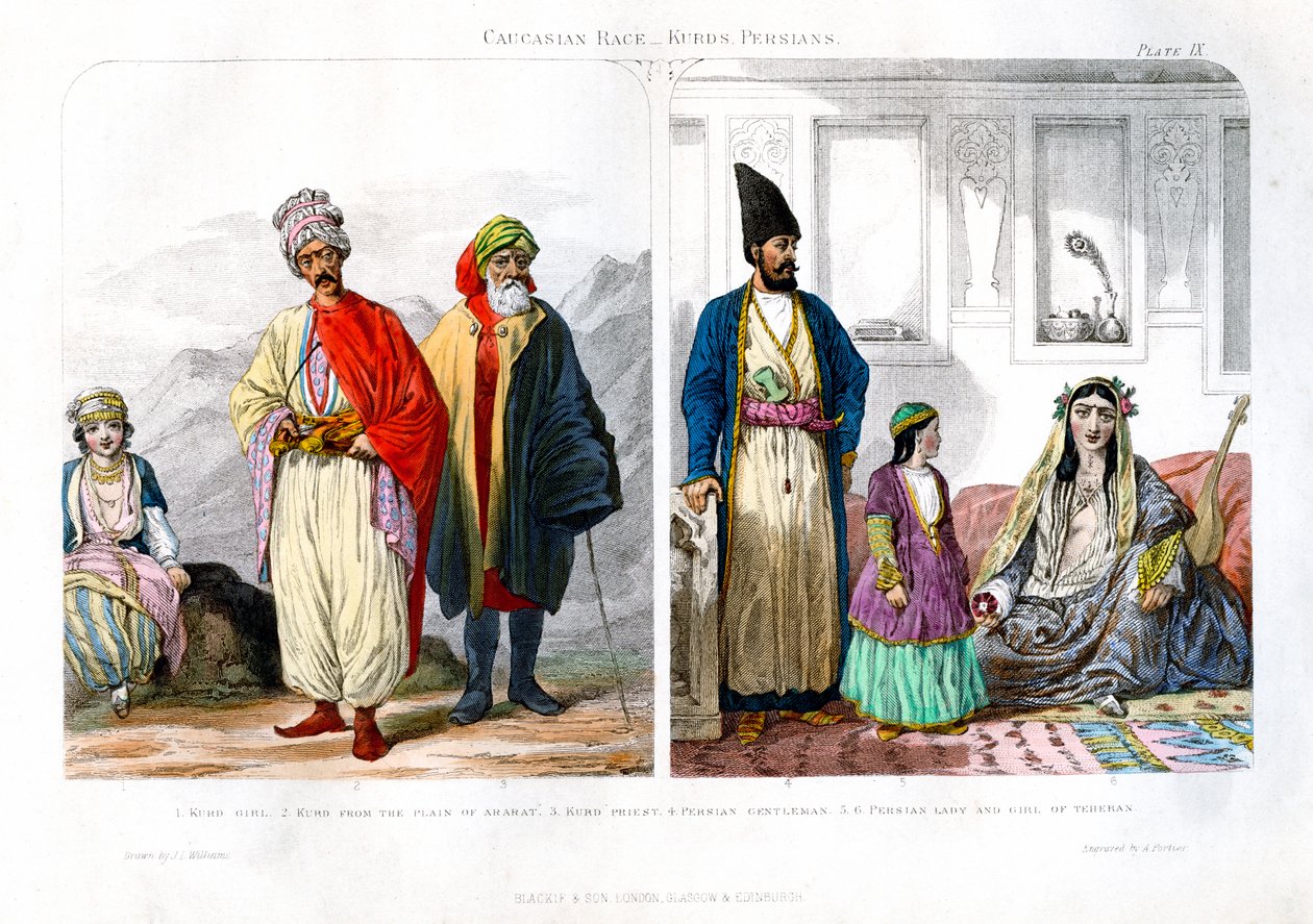 العرق القوقازي ، الأكراد والفرس ، 1873. بواسطة أ. بورتر
