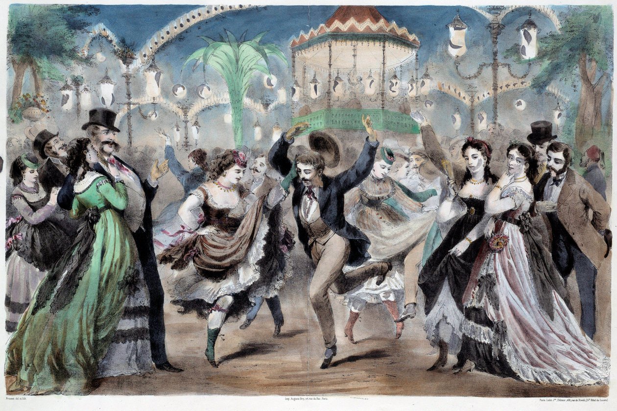 كرة الرقص مابيل سين. الطباعة الحجرية لـ A. Provost (نشط حوالي 1834-1855) باريس ، متحف Carnavalet بواسطة عميد