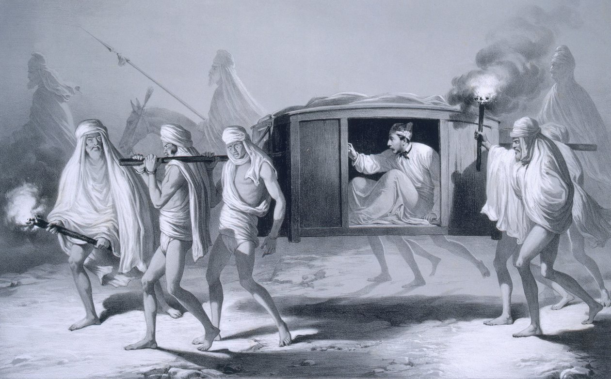 كرسي ما بعد الاستلقاء على الطراز الهندي في البنجاب بين لوديانا وأمريتسار ، 1859. بواسطة أ. سولتيكوف