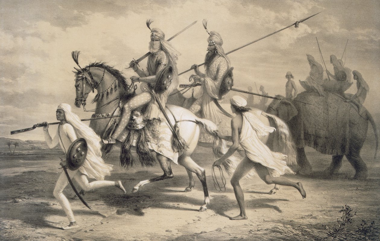 السيخ شيوخون يذهبون للصيد ، 1858. بواسطة أ. سولتيكوف