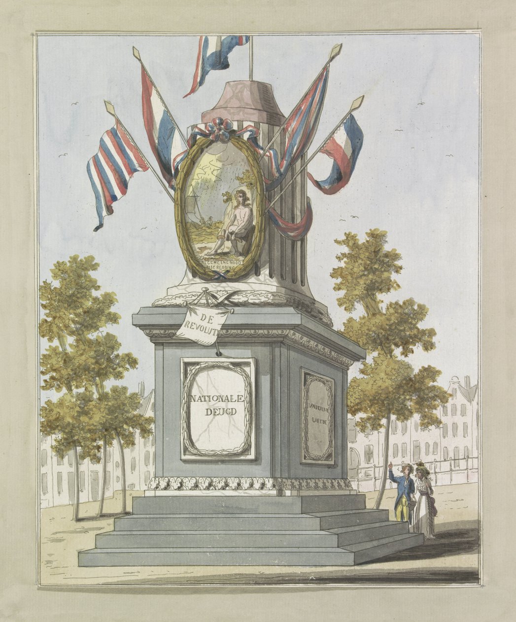 الثورة ، زخرفة ساحة Koningsplein ، 1795 عشر لوحات من الزخارف في Alliantiefeest في أمستردام عام 1795 (عنوان السلسلة) بواسطة أ. فيركيرك