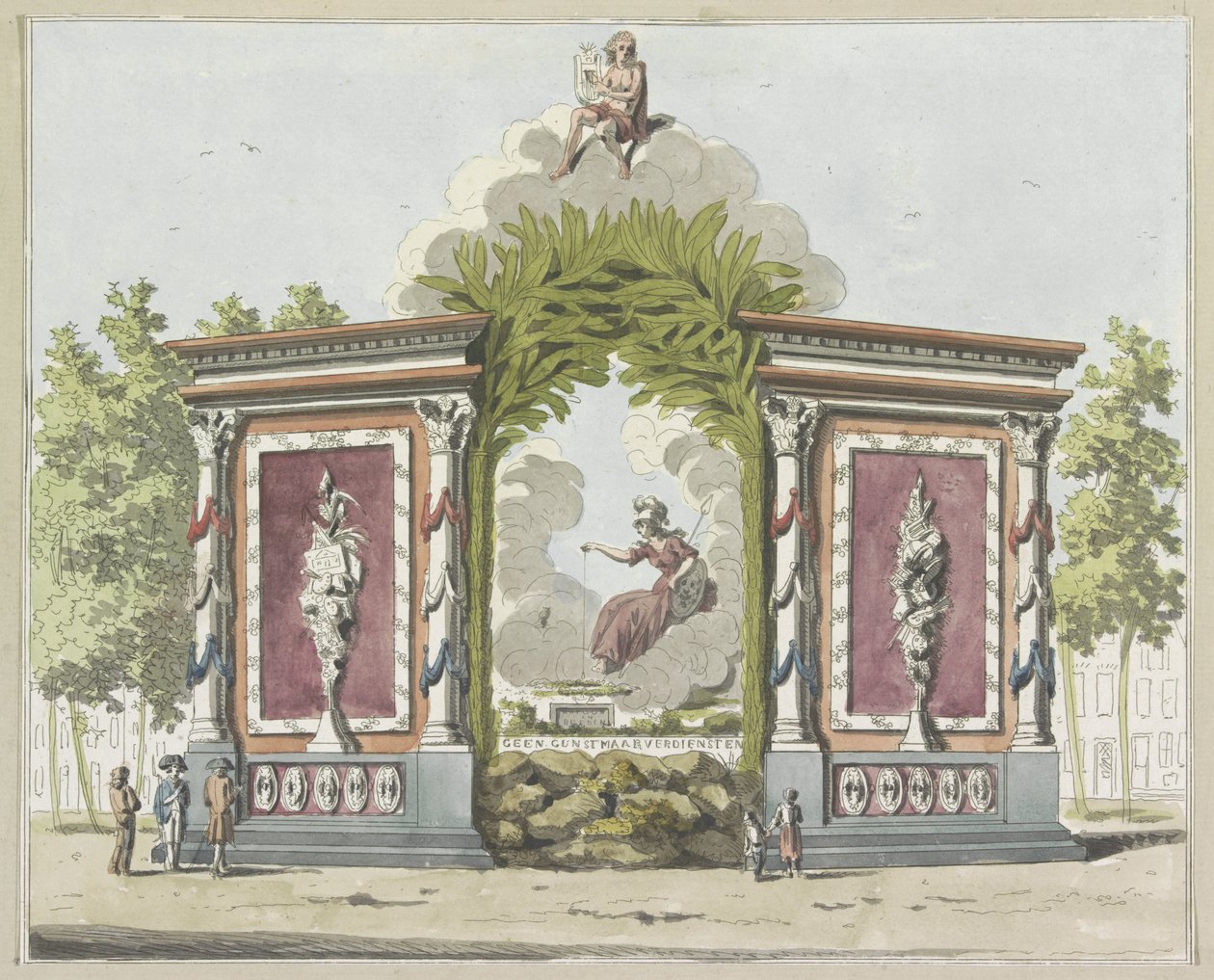 الفنون والعلوم ، الزخرفة في سوق نورديرماركت ، 1795 عشر لوحات من الزخارف في Alliantiefeest في أمستردام عام 1795 (عنوان السلسلة) بواسطة أ. فيركيرك