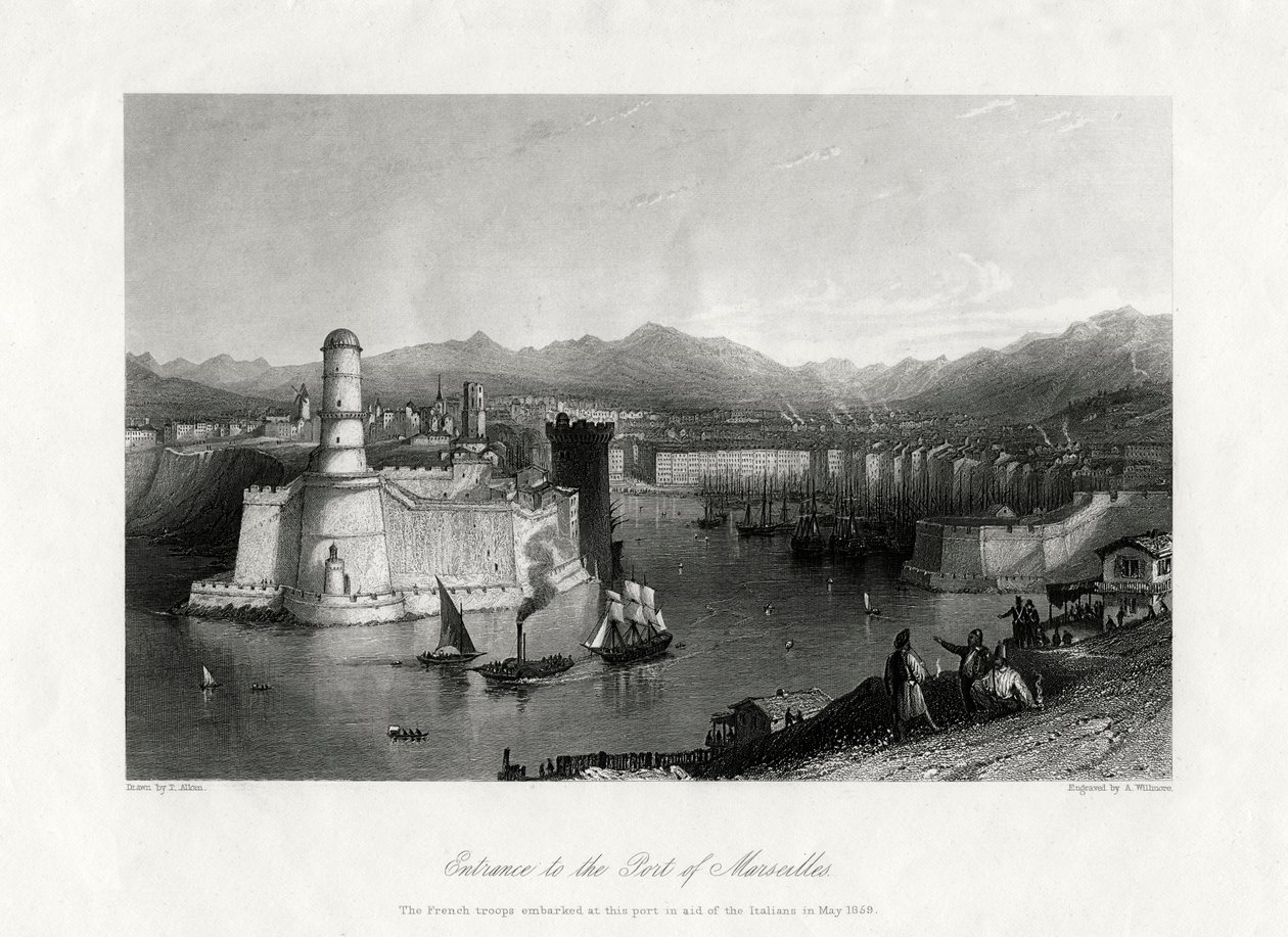 مدخل ميناء مرسيليا ، فرنسا ، 1875 بواسطة ويلمور