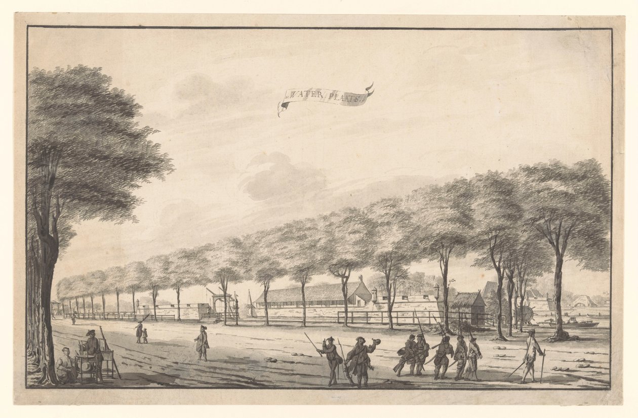 منظر لـ Fort de Waterplaats على Molenvliet في باتافيا مكان الماء (العنوان على الكائن) بواسطة إيه دي نيللي (ربما)