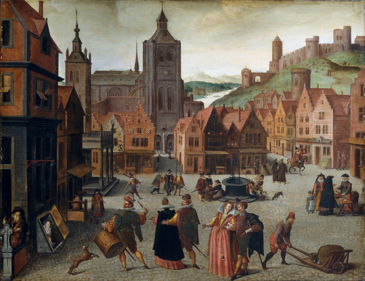 The Marketplace في Bergen op Zoom ، ربما 1590 و 1597. بواسطة ابيل جريمر