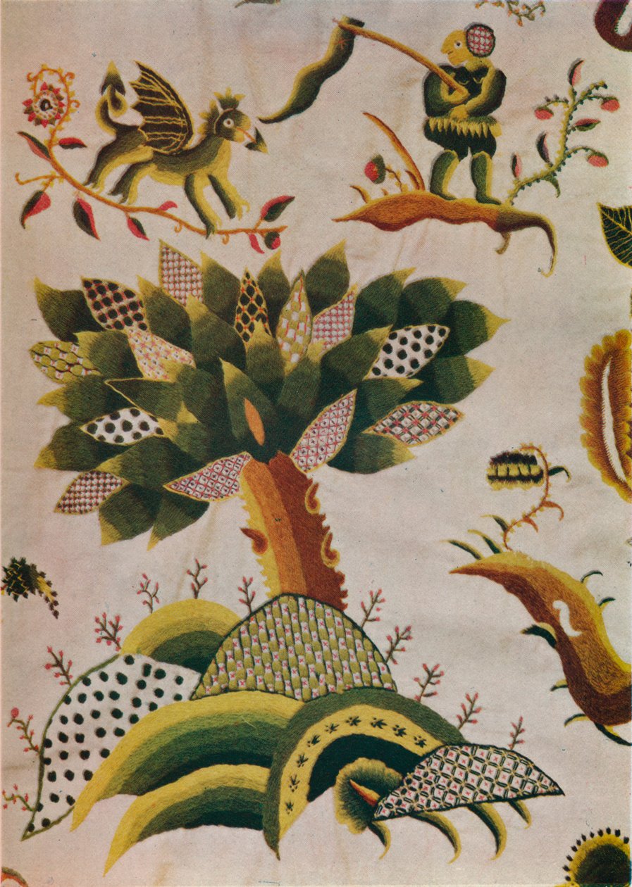 "تفاصيل ستارة سرير العمل الإنجليزية Crewel" ، c1680 بواسطة أبيجيل بيت