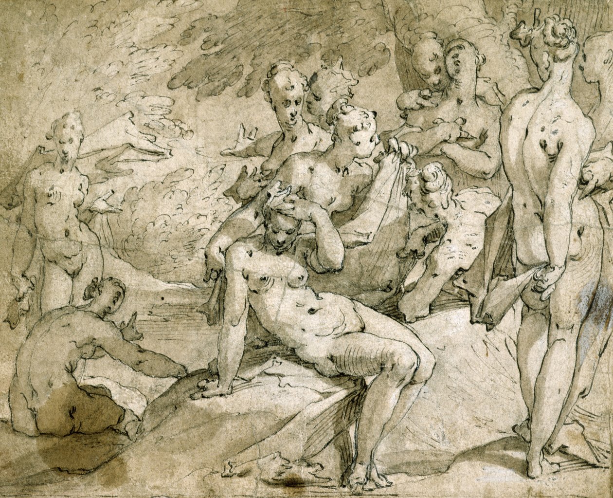 No.3146 ديانا وكاليستو ، c.1595 ، (حبر وغسل) بواسطة إبراهيم بلويميرت