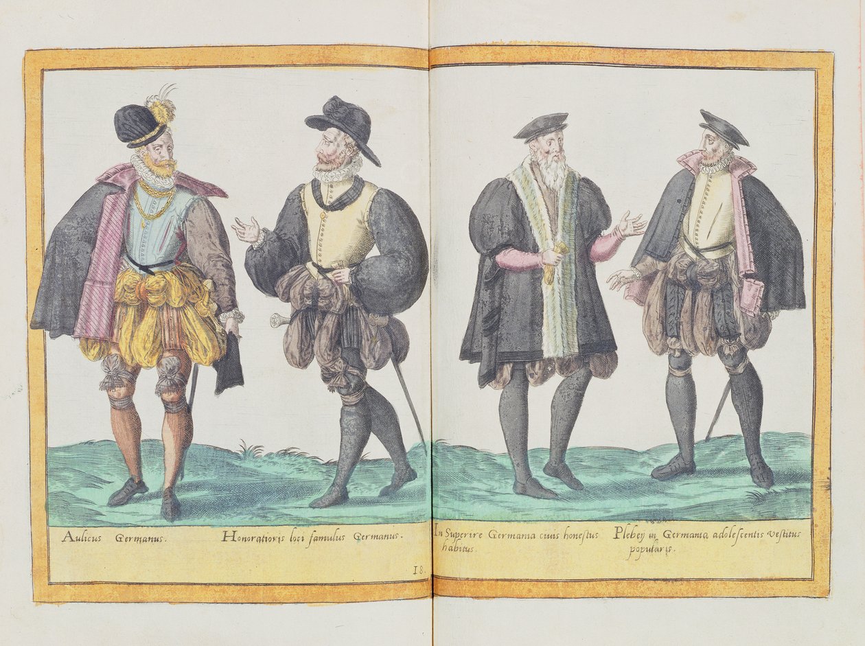أزياء القرن السادس عشر من "Omnium Poene Gentium Imagines" ، المنشورة في كولونيا ، 1577 (النقش اليدوي) بواسطة إبراهيم دي بروين