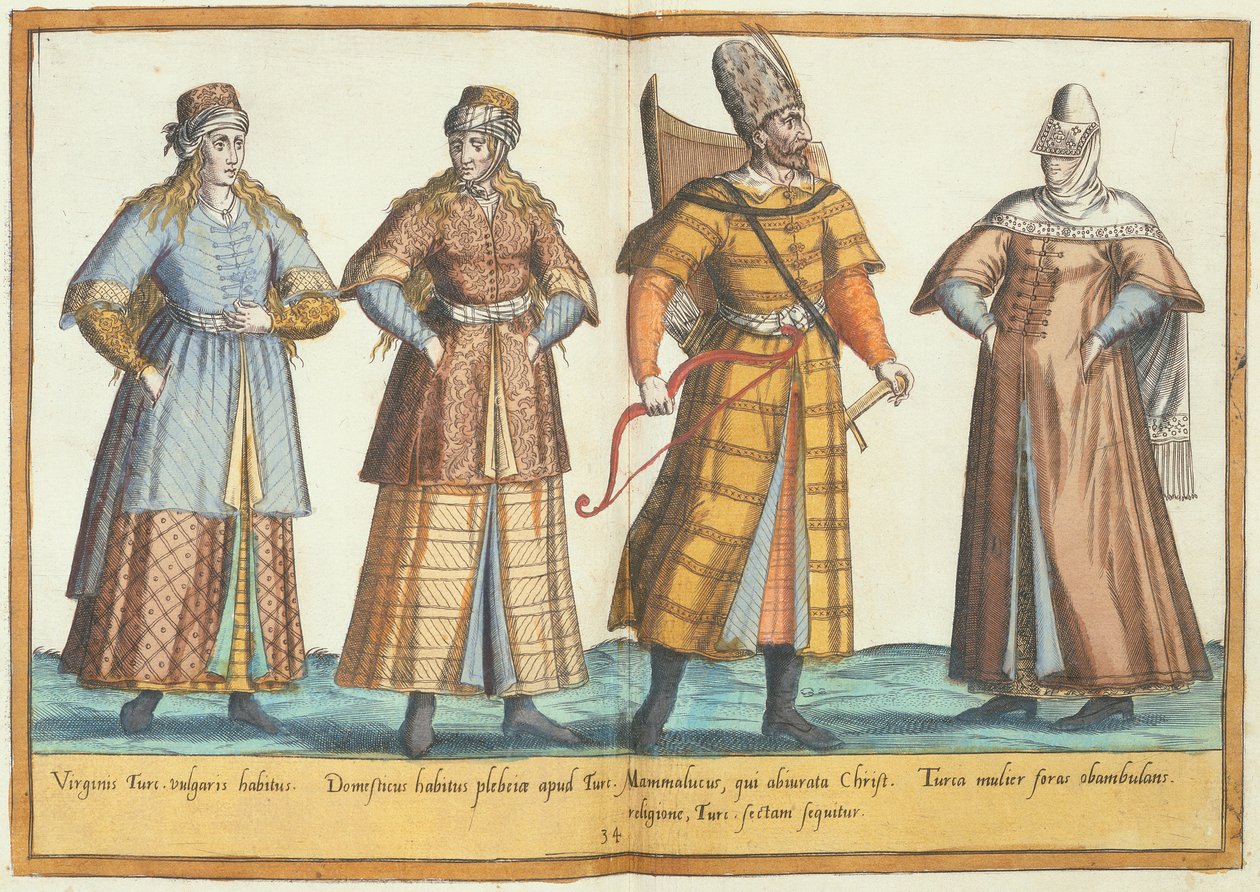 أزياء القرن السادس عشر من "Omnium Poene Gentium Imagines" ، المنشورة في كولونيا ، 1577 (النقش اليدوي) بواسطة إبراهيم دي بروين