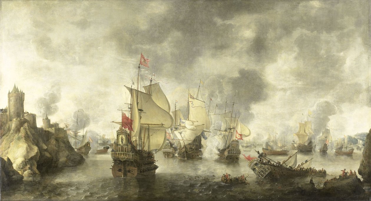 معركة الأسطول الفينيسي والهولندي المشترك ضد الأتراك في خليج فويا ، 1649 بواسطة ابراهام بيرستراتن