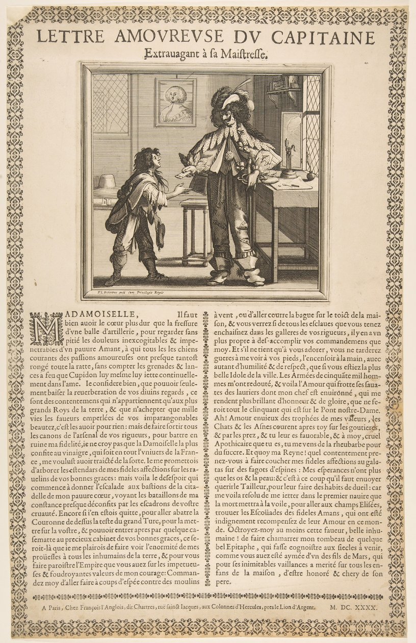 رسالة حب الكابتن ، كاليفورنيا. 1636. بواسطة إبراهيم بوس