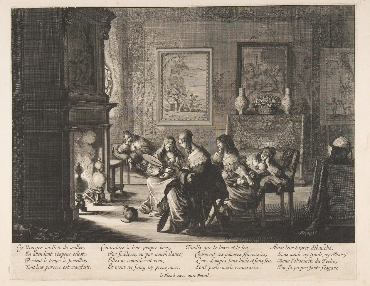 العذارى الأحمق النوم ، كاليفورنيا. 1635. بواسطة إبراهيم بوس