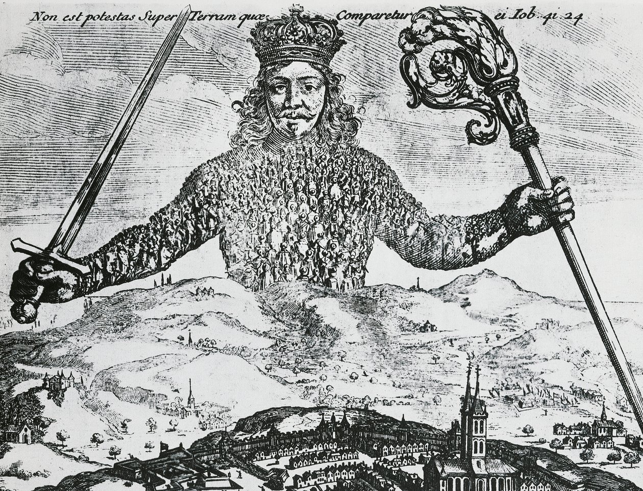 صفحة العنوان لـ "Leviathan ، أو The Matter ، Forme ، & Power of a Common-Wealth Ecclesiasticall and Civill" بقلم توماس هوبز بواسطة إبراهيم بوس