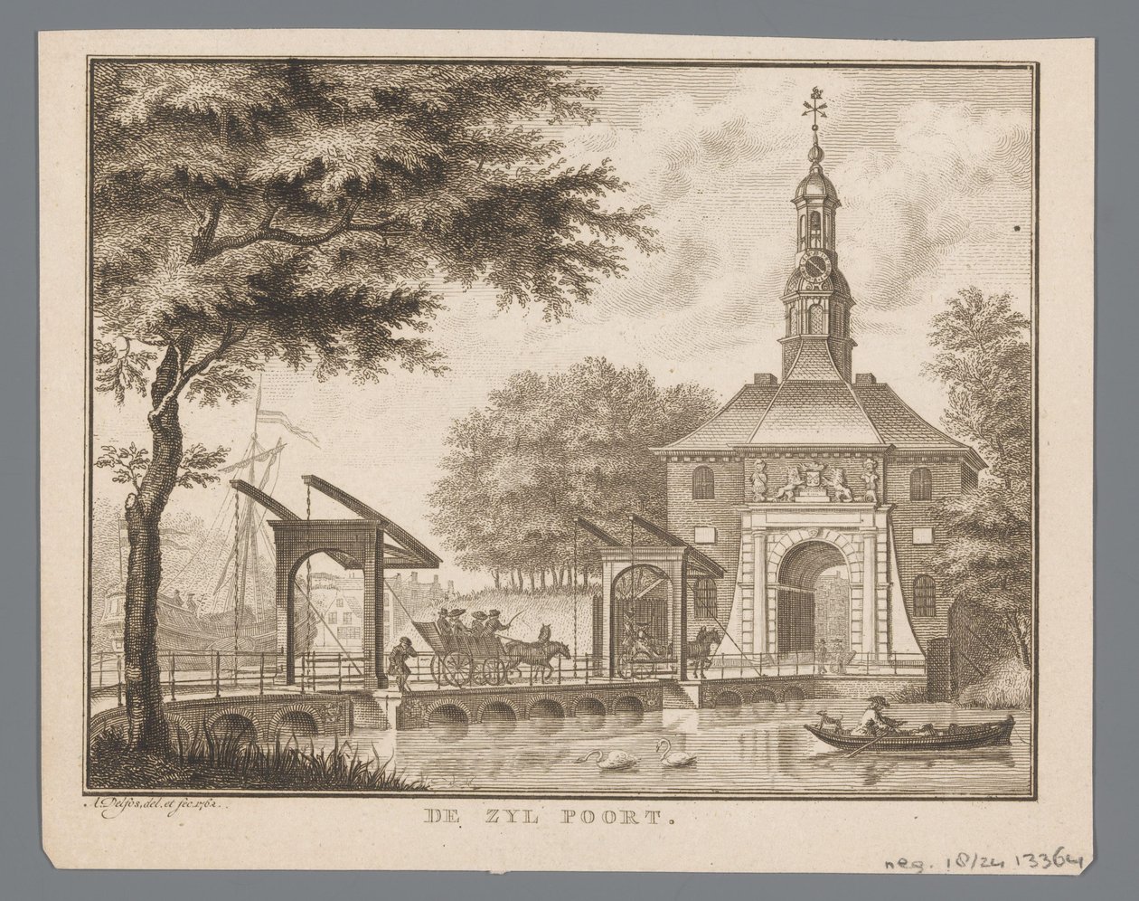منظر ل Zijlpoort في ليدن بوابة Zyl (العنوان على الكائن) بواسطة ابراهام دلفوس