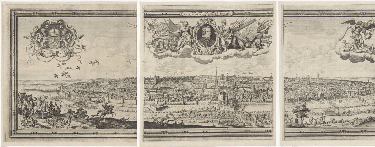Gezicht op Brussel ، واقفًا حتى الآن بروكسل ، أنبل مدينة برابانت عام 1640 بواسطة ابراهام ديركس. سانتوريني
