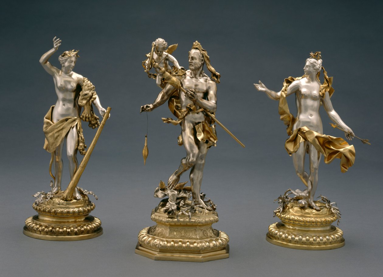 هرقل ، أومفالي وفينوس ، c.1695-1700 (فضة مطلية جزئياً) بواسطة إبراهيم درينتويت