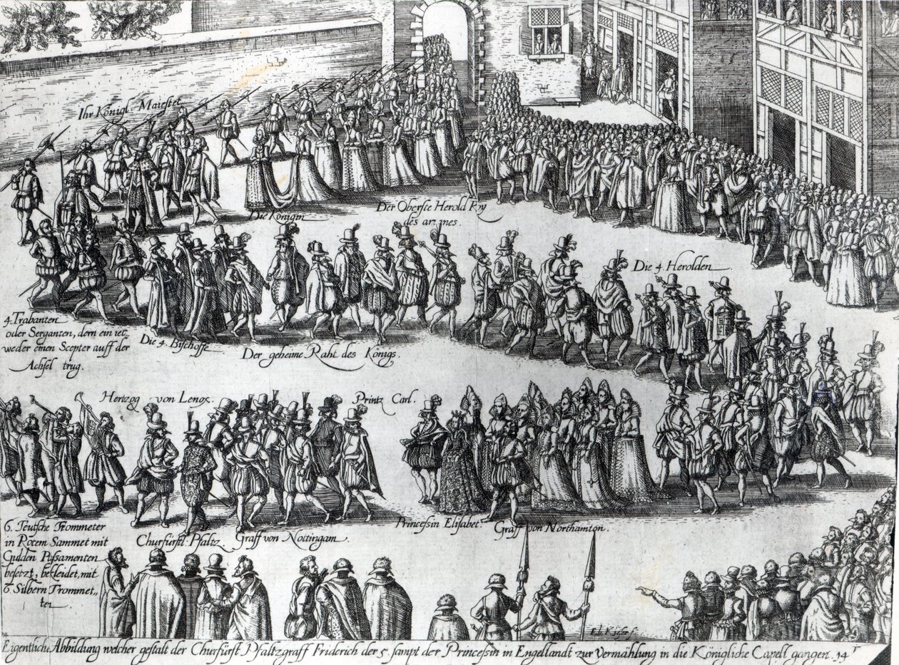 موكب لحفل زفاف فريدريك الخامس والناخبة بالاتينات والأميرة إليزابيث ، ج .1613 بواسطة أبراهام هوغنبرغ