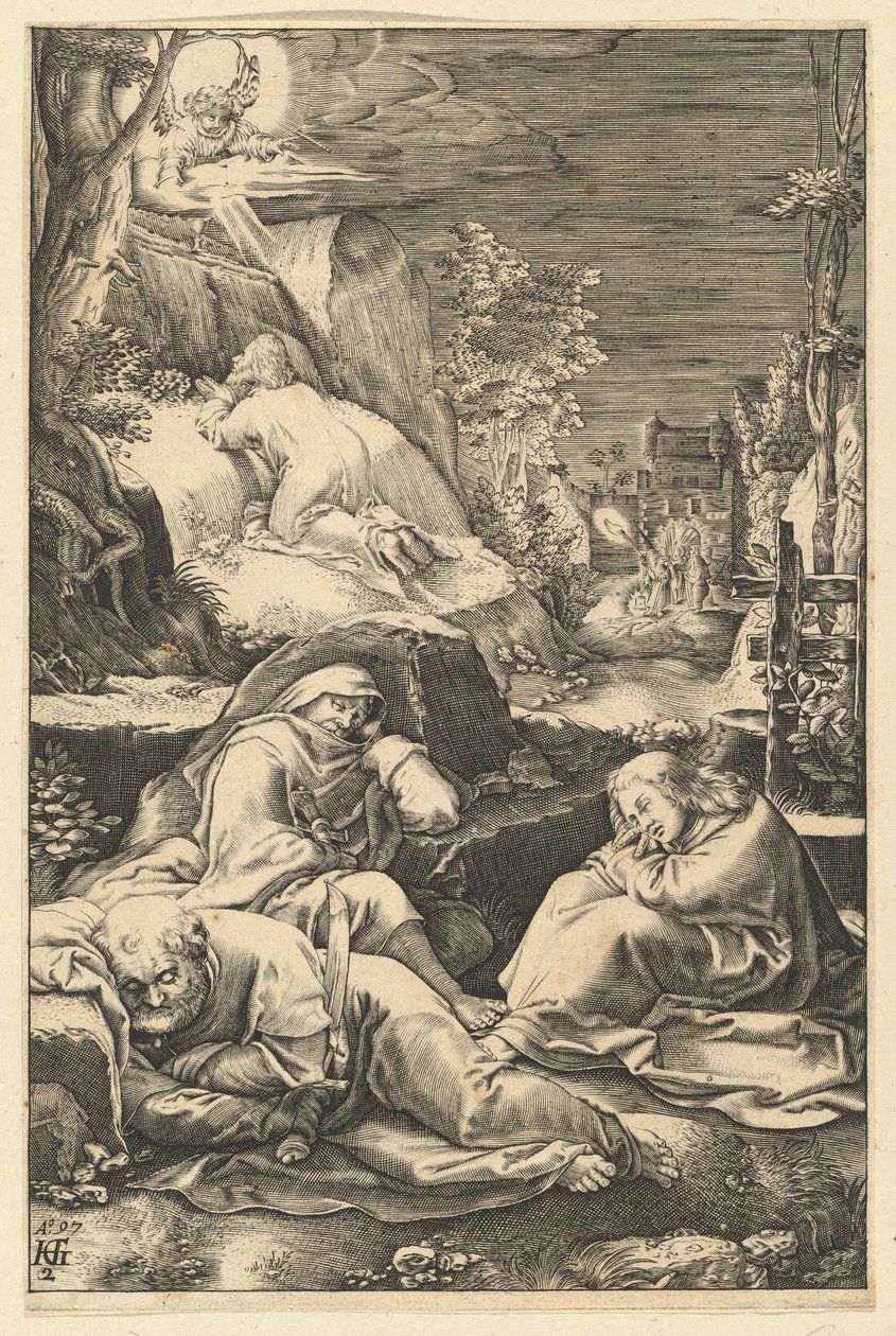 عذاب في الجنة ، من آلام المسيح ، كاليفورنيا. 1598-1653. بواسطة أبراهام هوغنبرغ