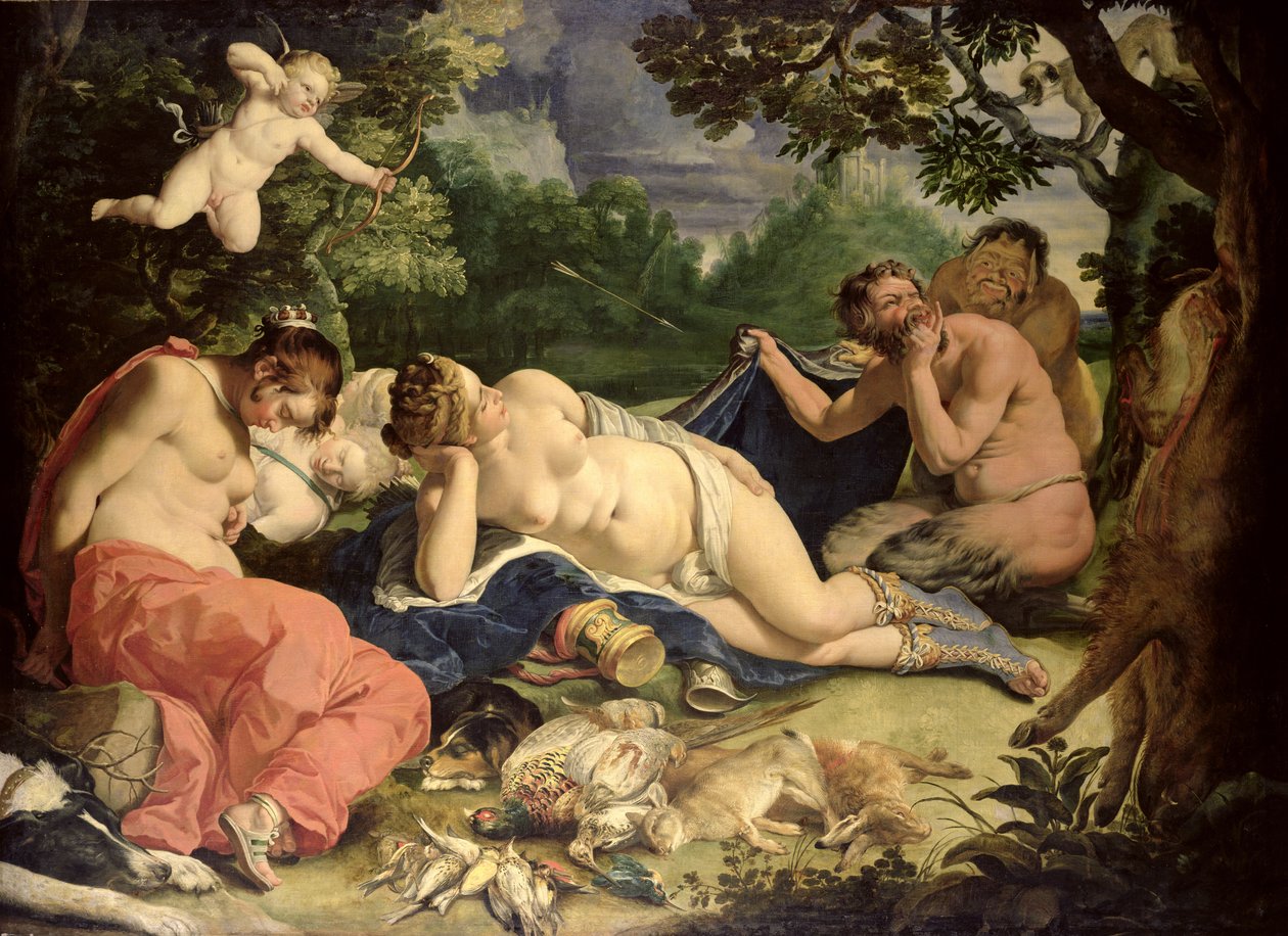 ديانا وحوريات النوم ، زارها Satyrs ، 1620 بواسطة أبراهام جانسينس فان نويسن