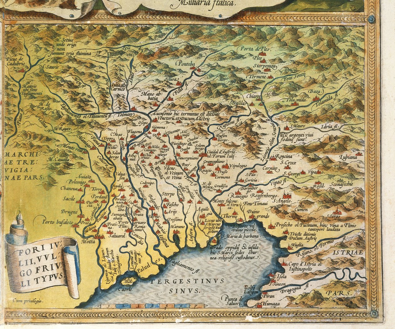 خريطة منطقة فريولي فينيتسيا جوليا ، من Theatrum Orbis Terrarum بواسطة أبراهام أورتيليوس بواسطة إبراهيم أورتيليوس