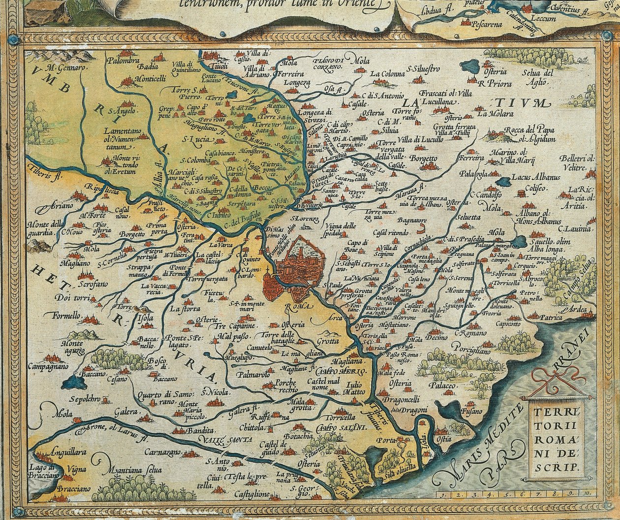 خريطة منطقة لاتسيو ، من Theatrum Orbis Terrarum بواسطة أبراهام أورتيليوس بواسطة إبراهيم أورتيليوس
