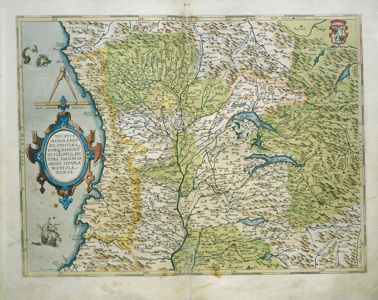 خريطة دوقية ميلان ، إيطاليا ، من Theatrum Orbis Terrarum بواسطة أبراهام أورتيليوس بواسطة إبراهيم أورتيليوس