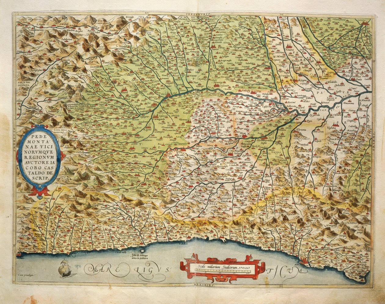 خريطة منطقة بيدمونت بإيطاليا من Theatrum Orbis Terrarum بقلم أبراهام أورتيليوس بواسطة إبراهيم أورتيليوس