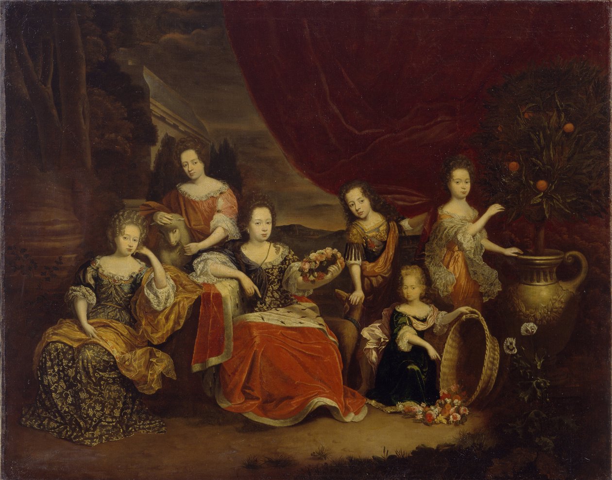 أبناء الأمير جان جورج الثاني دانهالت ديساو (جان جورج الثاني دانهالت ديساو) (1627-1693). (أبناء جون جورج أمير أنهالت ديساو). صور إليزابيث ألبرتين (إليزابيث ألبرتين) (1665-1706) ، هنرييت أميلي (هنرييت أميل) بواسطة ابراهام سنابهاين