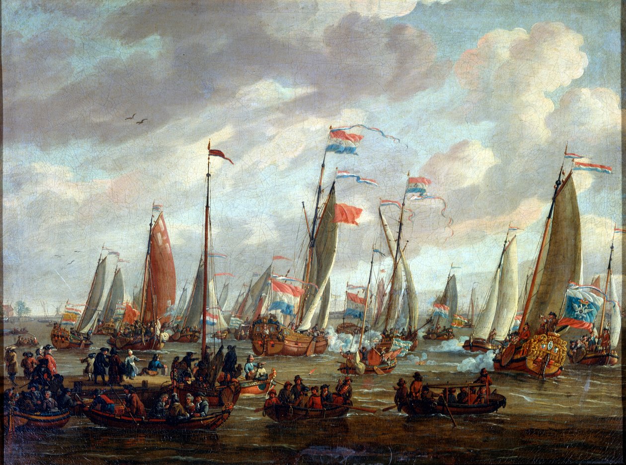 القيصر بيتر الأول يزور إنجلترا في يناير 1698 ، أوائل القرن الثامن عشر بواسطة ابراهام ستورك